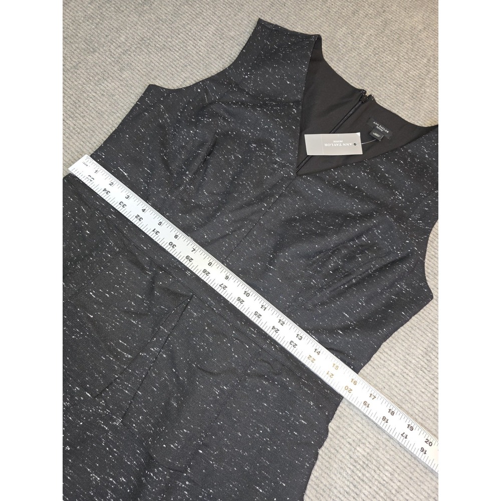 Ann Taylor Petite 8P Dress Black White Speckled Sleeveless Zip Pencil NEW - Picture 7 of 16